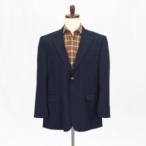 Stafford 44R Navy Blazer Sport Coat Jacket 2-Button Solid Y590